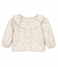 Butter yellow ruffled collar top