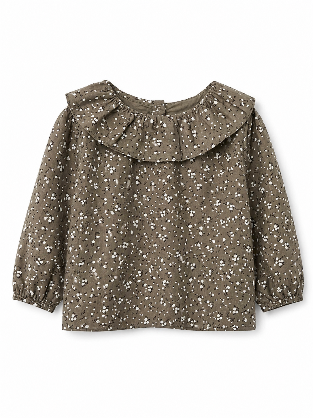 Olive ruffled collar top