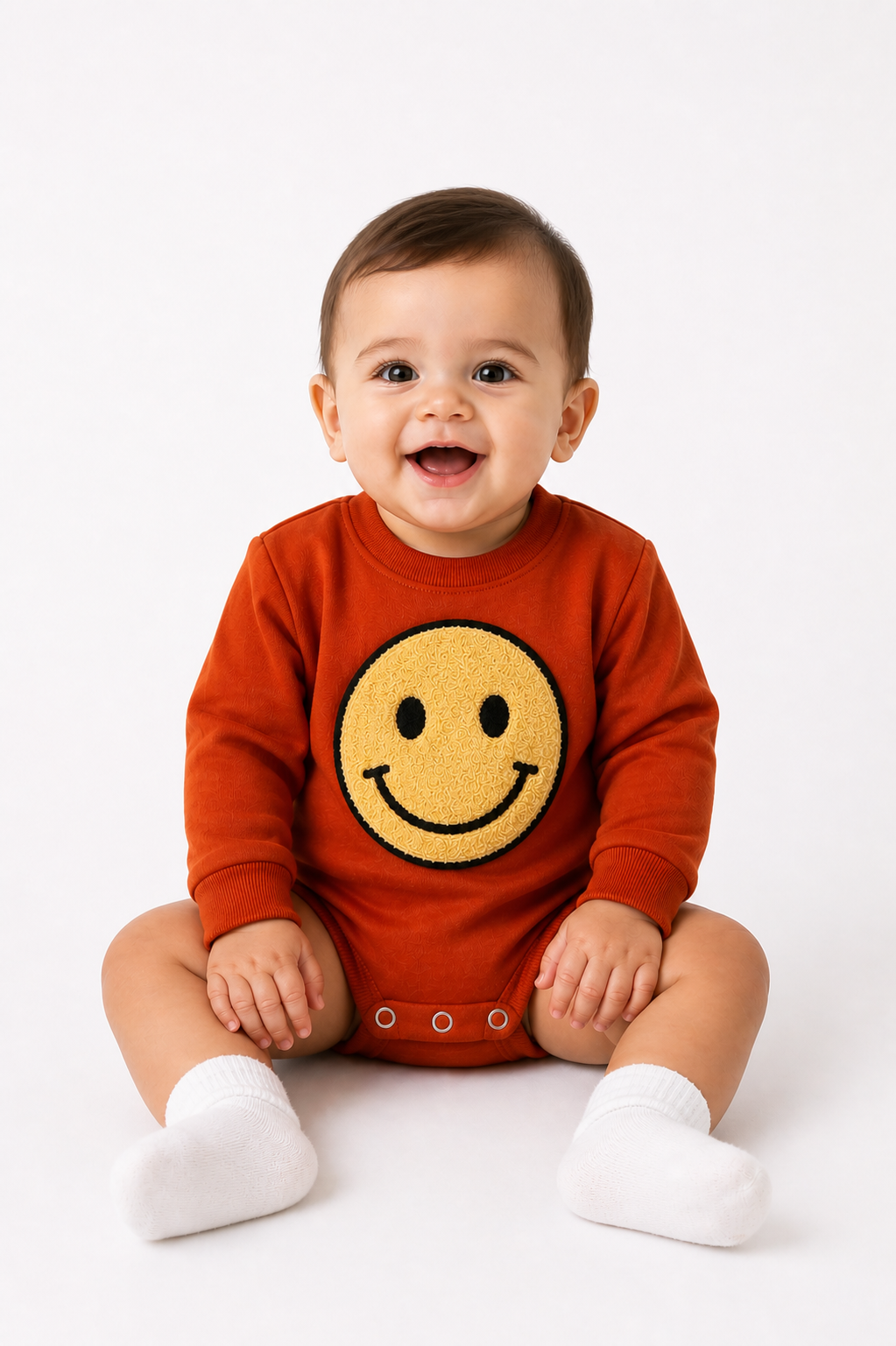 Smiley sweatshirt onesie