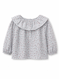 Blue ruffled collar top